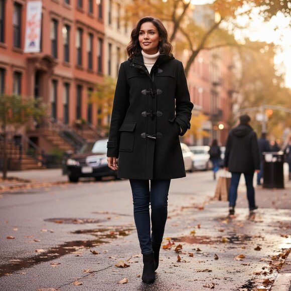 Cole Haan Black Wool Pea Coat - Picture 1 of 8